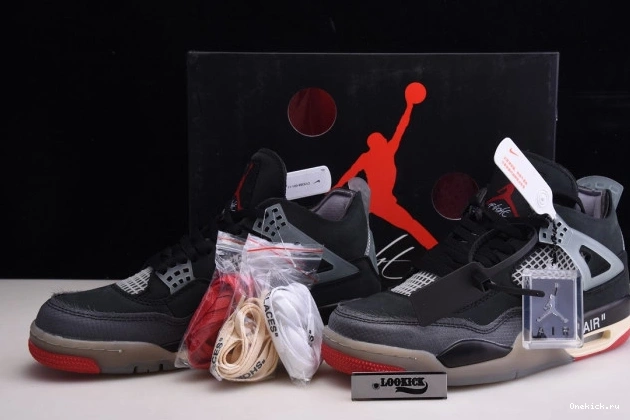 One Kick Retro Jordan CV9388-001 Air 4 x Off White Bred 0707